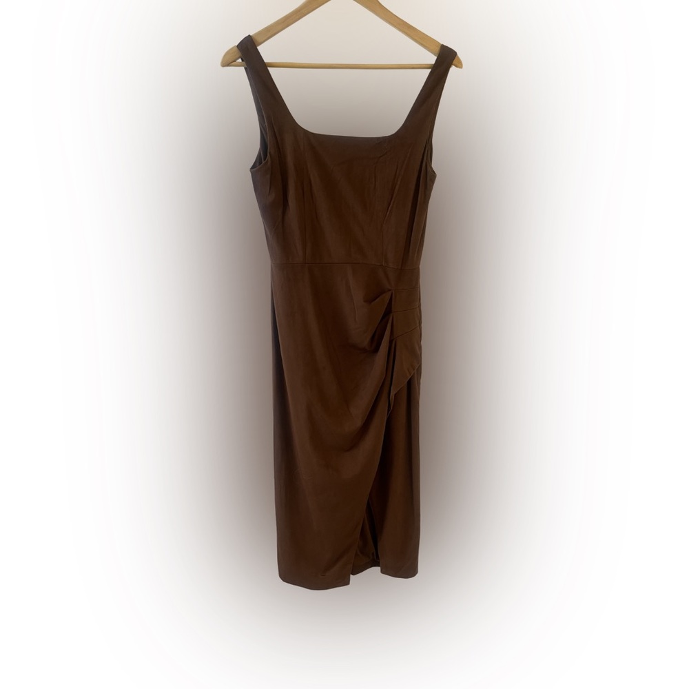 NWT Steve Madden Milo Sleeveless Gathered Midi Dress | Chicory Brown Size 4 - Picture 4 of 10